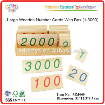 Montessori Grandes Cartões De Número De Madeira Com Caixa (1-3000)